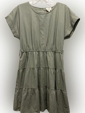 Perch by Blu Pepper Olive Tiered Short-Sleeve Mini Dress